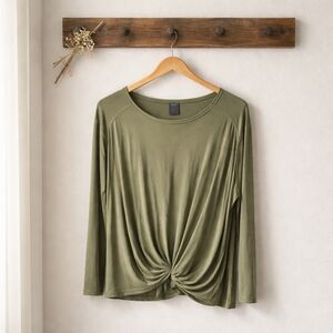 Olive Green Women's Twist Front Top